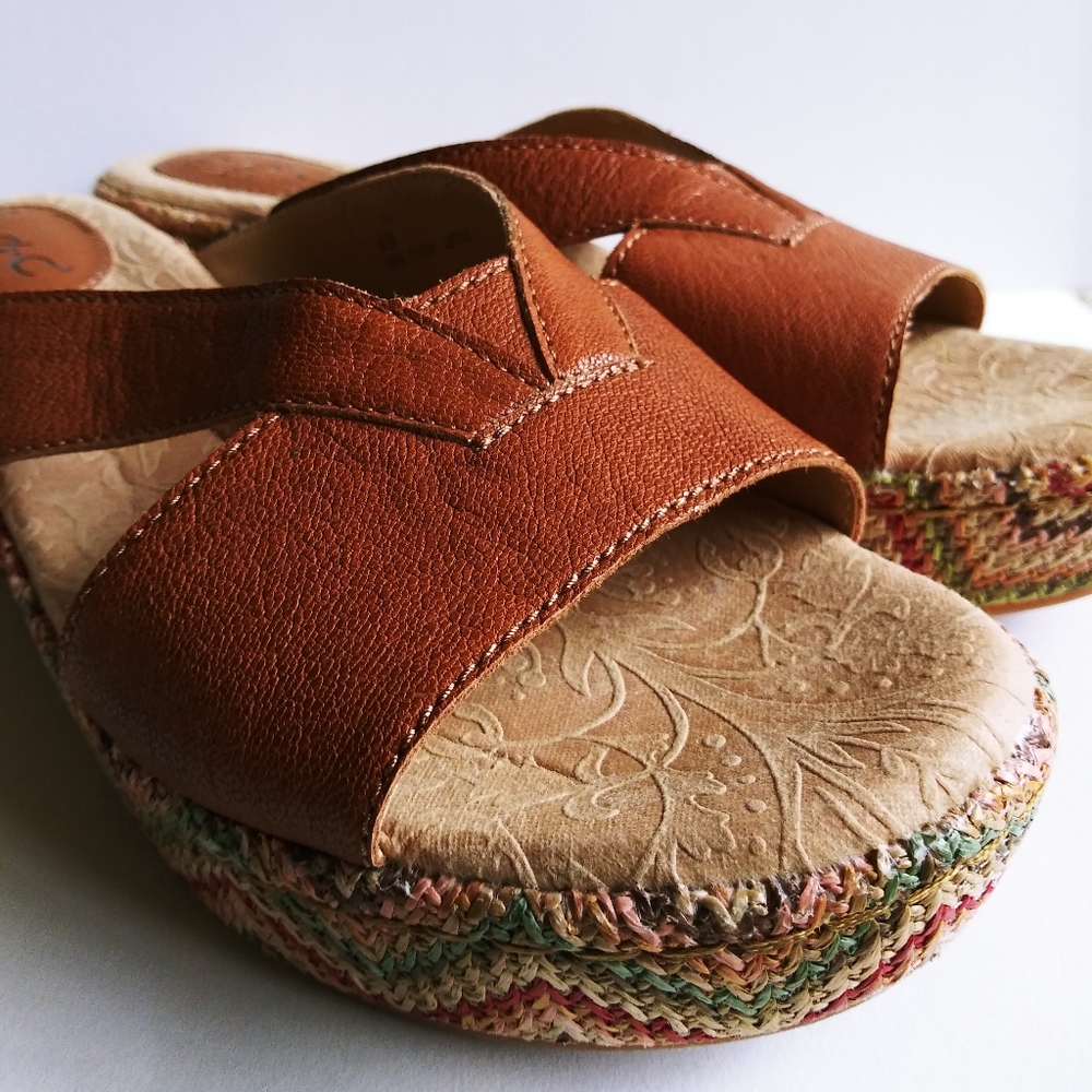 Born Wedge Leather Sandals 8 NWOT